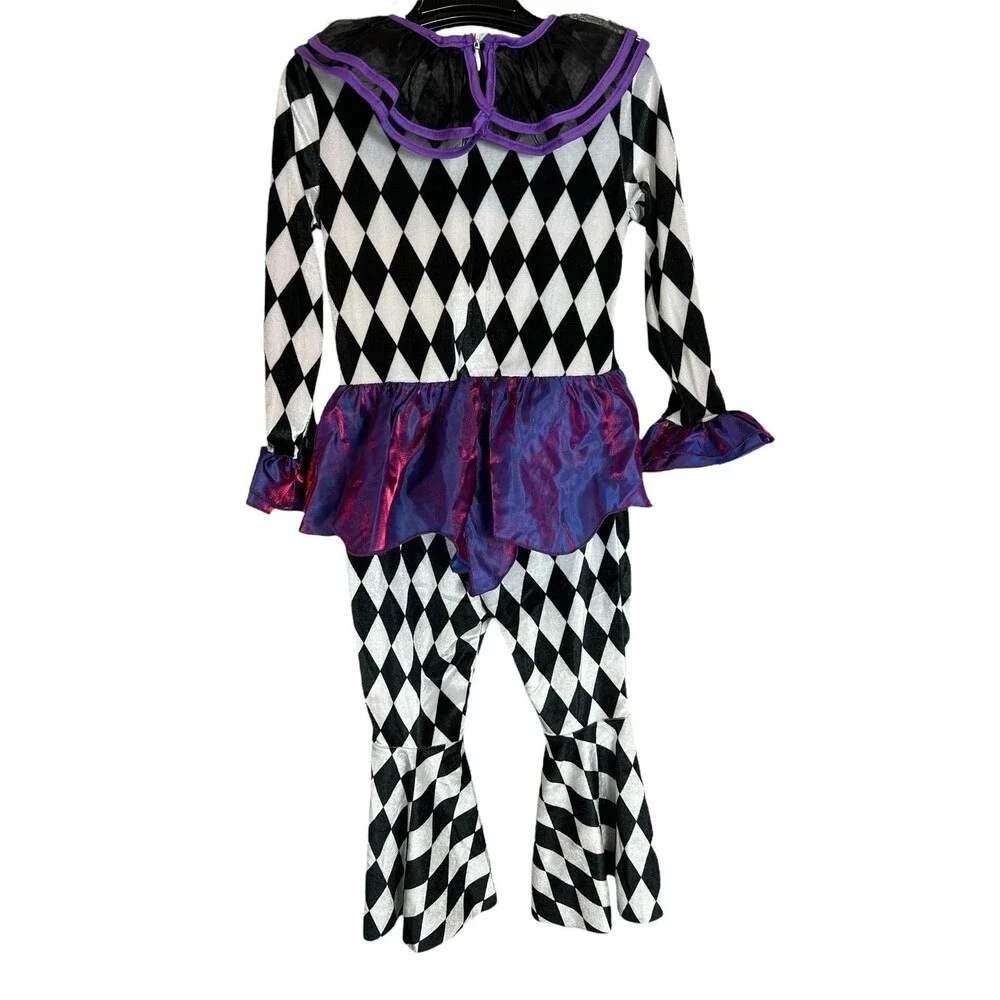 Girls Carnival Clown Unitard Costume Size 3-4T Cosplay Halloween Jumpsuit Only - Picture 3 of 8